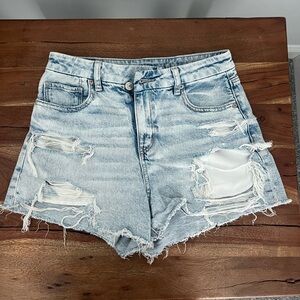 American Eagle Outfitters Ripped Light Blue Jean Shorts